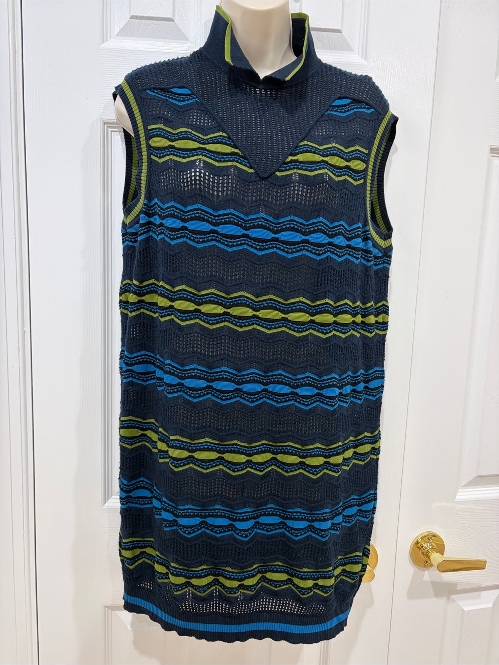 Missoni Navy Knit Sleeveless Short Dress.